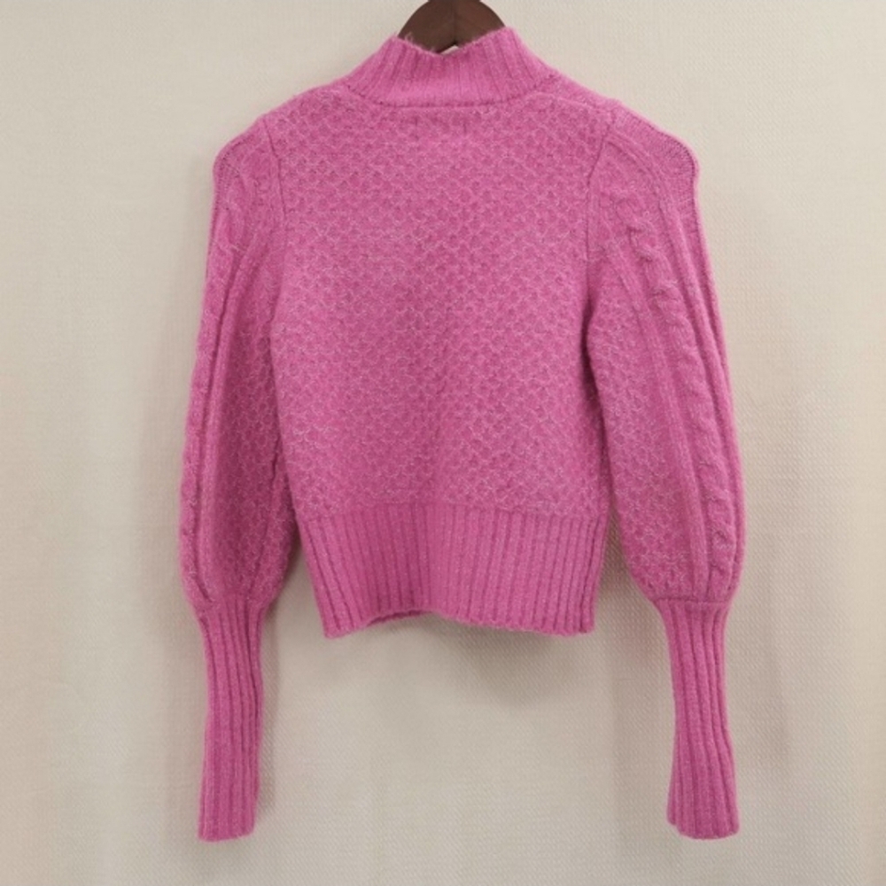 Urban Outfitters Cameron Pink Cropped Cable Knit Cardigan XS - Picture 10 of 11